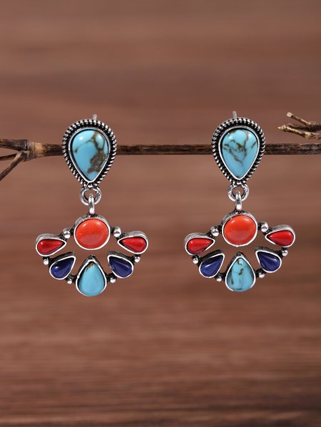 

Boho Vintage Multicolor Turquoise Earrings Ethnic Vacation Beach Jewelry, Earrings