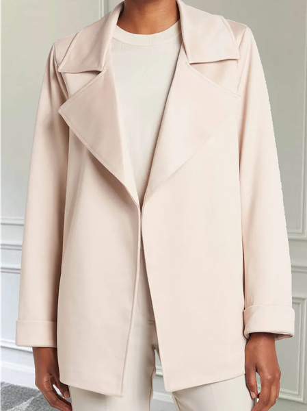 Casual Lapel Collar Overcoat, Creme light, Blazers