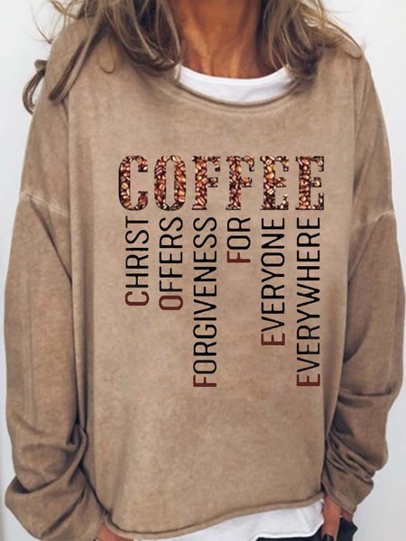 Womens Coffee Lover Print Casual Crew Neck Sweatshirt, Light brown, Hoodies&Sweatshirts
Womens Coffee Lover Print Casual Crew Neck Sweatshirt, Light brown, Hoodies&Sweatshirts