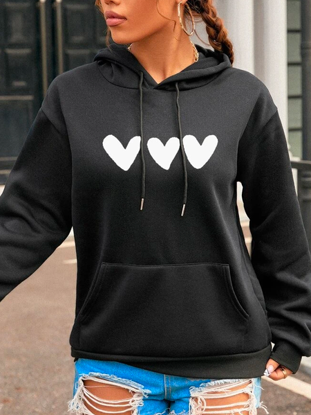 Heart/Cordate Hoodie Casual Valentine's Day Sweatshirt, Black, Sweatshirts & Hoodies