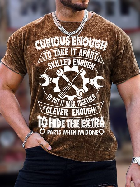 Men's Curious Enough To Take It Apart Skilled Enough To Put It Back Together Funny Graphic Print Text Letters Loose Crew Neck Casual T-Shirt, Brown, T-shirts
Men's Curious Enough To Take It Apart Skilled Enough To Put It Back Together Funny Graphic Print Text Letters Loose Crew Neck Casual T-Shirt, Brown, T-shirts