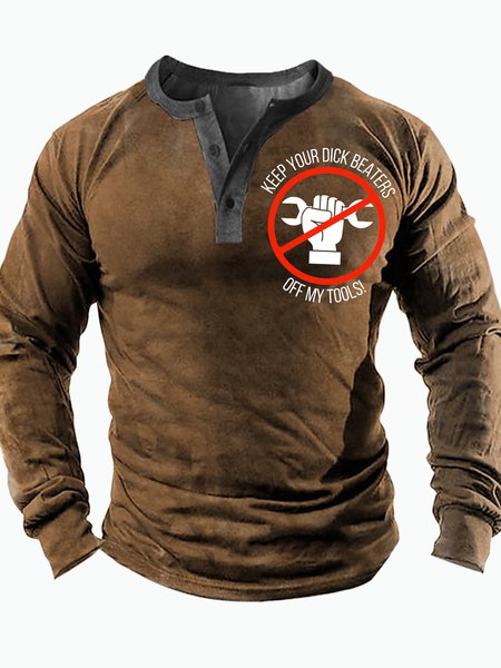 Men's Keep Your Beaters Off My Tools Funny Graphic Print Half Turtleneck Text Letters Casual Top, Khaki, Long Sleeves
Men's Keep Your Beaters Off My Tools Funny Graphic Print Half Turtleneck Text Letters Casual Top, Khaki, Long Sleeves