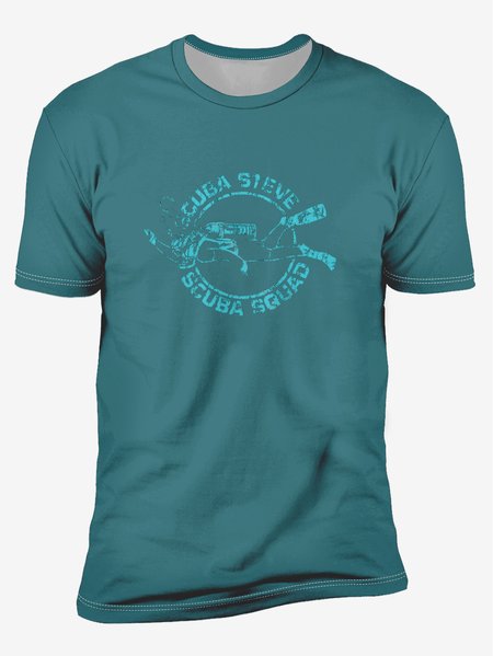 Ocean Diving Crew Neck Casual T-Shirt, Green, Men's t-shirts