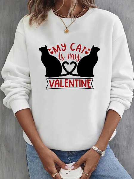 My cat is my Valentine's sweater, White, Sweaters