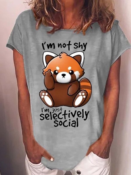 Women's I'm Not Shy I'm Just Selectively Social Print Crew Neck Loose Casual T-Shirt, Gray, T-shirts
Women's I'm Not Shy I'm Just Selectively Social Print Crew Neck Loose Casual T-Shirt, Gray, T-shirts