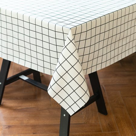 55*55 Table Cloth Plaid Art Table Tarps Party Decorations, White, Tablecloth