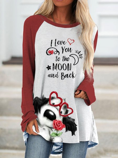 Animal Casual Loose Crew Neck T-Shirt, Multicolor, T-Shirts