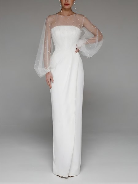 Plain Tight Elegant Long sleeve Natural Micro-Elasticity Hip Skirt Party Dress, White, Maxi Dresses
Plain Tight Elegant Long sleeve Natural Micro-Elasticity Hip Skirt Party Dress, White, Maxi Dresses