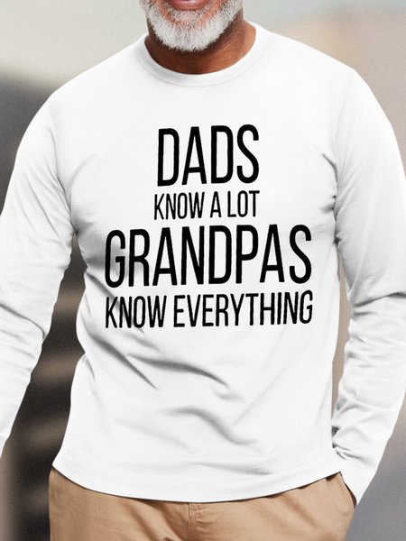 Men's Dads Know A Lot Grandpas Know Everything Funny Graphic Print Cotton Casual Crew Neck Text Letters Top, White, Long Sleeves
Men's Dads Know A Lot Grandpas Know Everything Funny Graphic Print Cotton Casual Crew Neck Text Letters Top, White, Long Sleeves