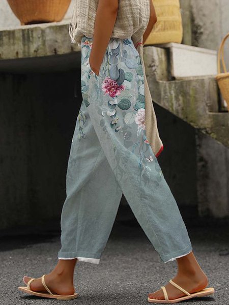 Gradient Floral Elastic Waist Loose Carrot Pants with Pockets, Multicolor, Pants
Gradient Floral Elastic Waist Loose Carrot Pants with Pockets, Multicolor, Pants