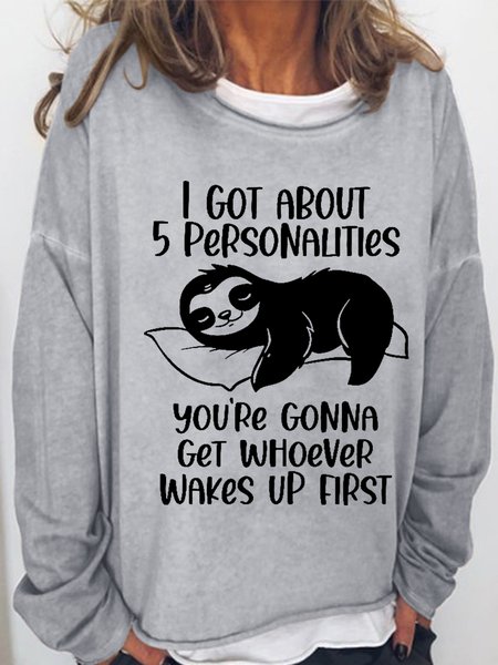 Women's Funny I Got About 5 Personalities Simple Animal Sloths Sweatshirt, Gray, Hoodies&Sweatshirts
Women's Funny I Got About 5 Personalities Simple Animal Sloths Sweatshirt, Gray, Hoodies&Sweatshirts