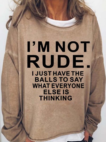Women's Funny Letter I'm Not Rude Crew Neck Casual Sweatshirt, Light brown, Hoodies&Sweatshirts
Women's Funny Letter I'm Not Rude Crew Neck Casual Sweatshirt, Light brown, Hoodies&Sweatshirts