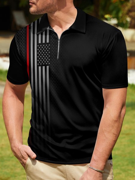 American Flag Zip Short Sleeve Polo Shirt, Black, Polo Shirts
American Flag Zip Short Sleeve Polo Shirt, Black, Polo Shirts