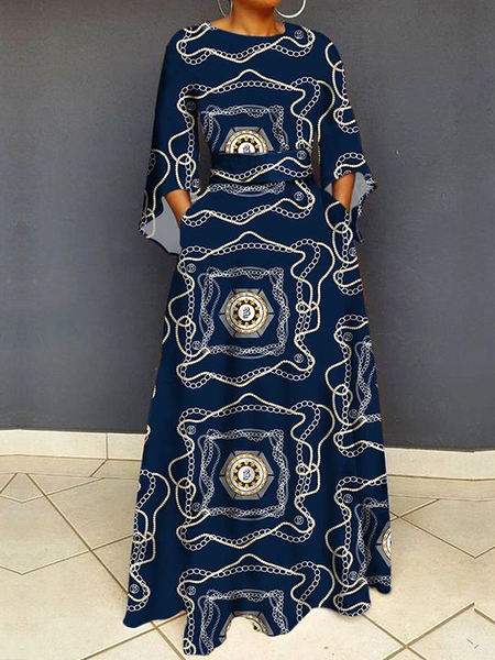 Geometric Urban Crew Neck Long sleeve Regular Fit Long Dress, Navyblue, Maxi Dresses
Geometric Urban Crew Neck Long sleeve Regular Fit Long Dress, Navyblue, Maxi Dresses