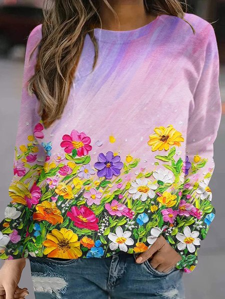Crew Neck Casual Regular Fit Floral Sweatshirt, Purple, Sweatshirts & Hoodies
Crew Neck Casual Regular Fit Floral Sweatshirt, Purple, Sweatshirts & Hoodies