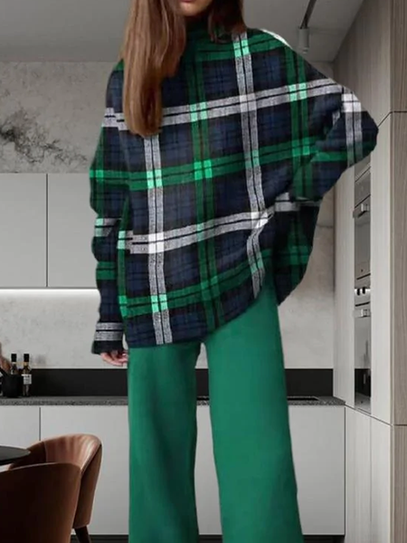 High Elasticity Turtleneck Casual Loose Long sleeve Plaid Sweatshirt, Green, Hoodies and Sweatshirts
High Elasticity Turtleneck Casual Loose Long sleeve Plaid Sweatshirt, Green, Hoodies and Sweatshirts