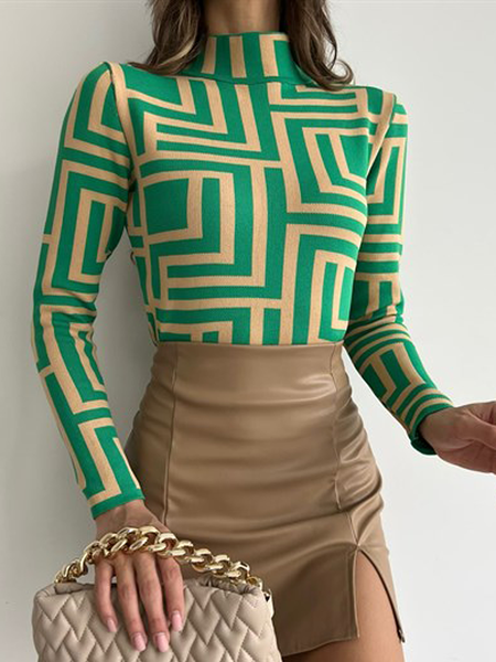 High Elasticity Tight Stand Collar Long sleeve Urban Top, Green, Blouses and Shirts
High Elasticity Tight Stand Collar Long sleeve Urban Top, Green, Blouses and Shirts