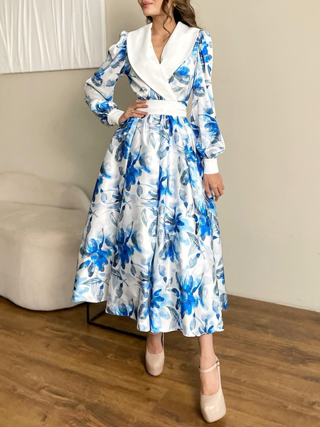 Regular Fit Elegant V Neck Dress, White, Midi Dresses
