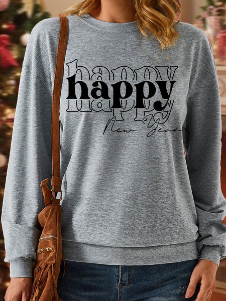 Women's Happy New Year Crew Neck Letters Casual Sweatshirt, Gray, Hoodies&Sweatshirts
Women's Happy New Year Crew Neck Letters Casual Sweatshirt, Gray, Hoodies&Sweatshirts