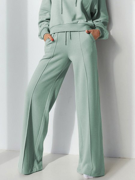 Plain Simple Casual Straight Pants, Green, Pants