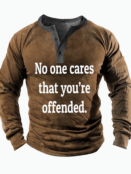 Men's No One Cares That You're Offended Funny Graphic Print Text Letters Casual Half Turtleneck Top, Khaki, Long Sleeves
Men's No One Cares That You're Offended Funny Graphic Print Text Letters Casual Half Turtleneck Top, Khaki, Long Sleeves