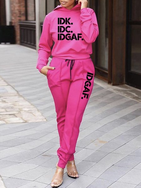 Regular Fit Text Letters Casual Hoodie Two-Piece Set, Rose red, Two-piece Set
Regular Fit Text Letters Casual Hoodie Two-Piece Set, Rose red, Two-piece Set