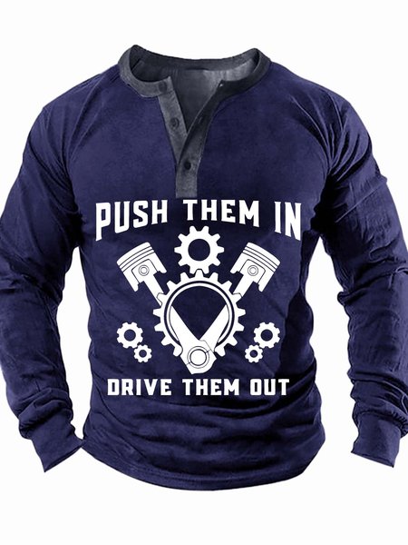 Men’s Push Them In Drive Them Out Half Open Collar Text Letters Casual Top, Deep blue, Long Sleeves
Men’s Push Them In Drive Them Out Half Open Collar Text Letters Casual Top, Deep blue, Long Sleeves