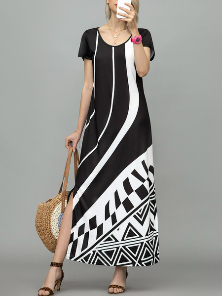 Black Shift Casual Crew Neck Dresses, Casual Dresses