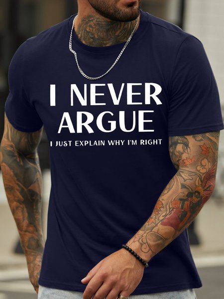 Men's I Never Argue I Just Explain Way I Am Right Funny Graphic Print Casual Cotton Text Letters T-Shirt, Purplish blue, T-shirts
Men's I Never Argue I Just Explain Way I Am Right Funny Graphic Print Casual Cotton Text Letters T-Shirt, Purplish blue, T-shirts
