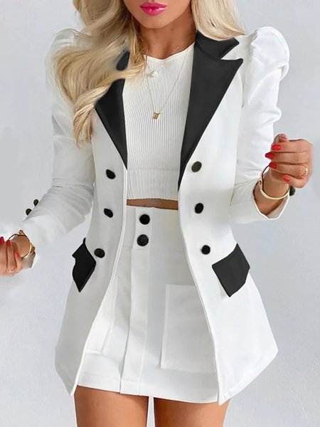 Color Block Lapel Collar Regular Fit Elegant Long Sleeve Blazer, Black-white, Blazers
Color Block Lapel Collar Regular Fit Elegant Long Sleeve Blazer, Black-white, Blazers