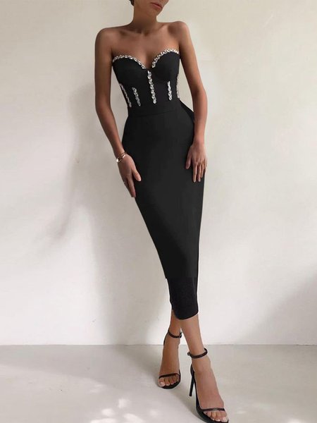 Tight Plain Cold Shoulder Elegant Midi Medium Elasticity Hip Skirt Regular Size Cold Shoulder Party Dress, Black, Midi Dresses
Tight Plain Cold Shoulder Elegant Midi Medium Elasticity Hip Skirt Regular Size Cold Shoulder Party Dress, Black, Midi Dresses
