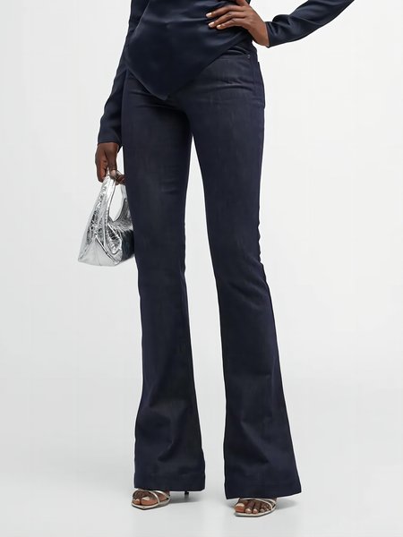Plain Elegant Fashion Medium Elasticity Pants, Deep blue, Pants
