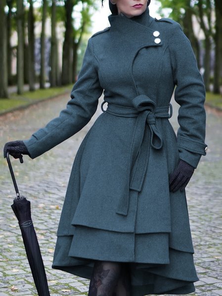 British style asymmetrical big waist solid color woolen coat, Gray, Trench Coats
British style asymmetrical big waist solid color woolen coat, Gray, Trench Coats