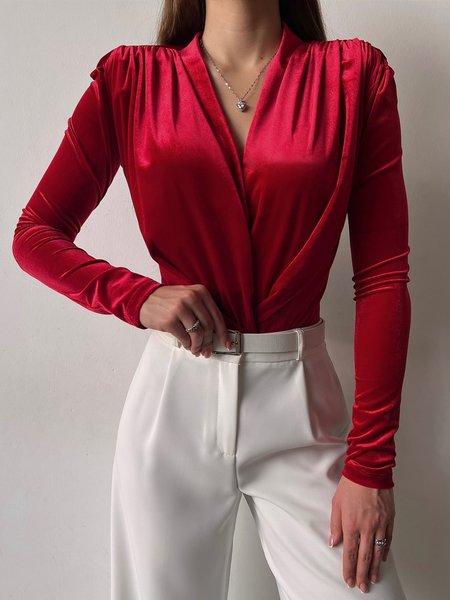 Velvet Urban V Neck Plain Top, Red, Linen Tops
Velvet Urban V Neck Plain Top, Red, Linen Tops