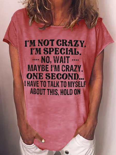 Women's I'm Not Crazy I'm Special Casual Crew Neck Letters T-Shirt, Red, T-shirts
Women's I'm Not Crazy I'm Special Casual Crew Neck Letters T-Shirt, Red, T-shirts