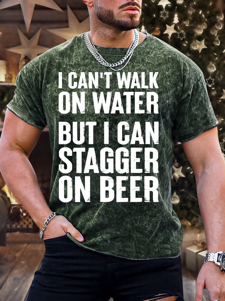 Men's I Can't Walk On Water But I Can Stagger On Beer Regular Fit Casual T-Shirt, Green, T-shirts
Men's I Can't Walk On Water But I Can Stagger On Beer Regular Fit Casual T-Shirt, Green, T-shirts