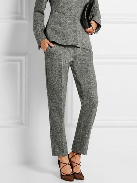 Regular Fit Simple Plain Fashion Pants, Gray, Pants