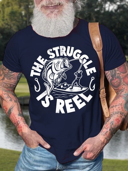 Men's The Struggle Is Reel Funny Fishing Graphic Print Cotton Loose Crew Neck Casual T-Shirt, Purplish blue, T-shirts
Men's The Struggle Is Reel Funny Fishing Graphic Print Cotton Loose Crew Neck Casual T-Shirt, Purplish blue, T-shirts