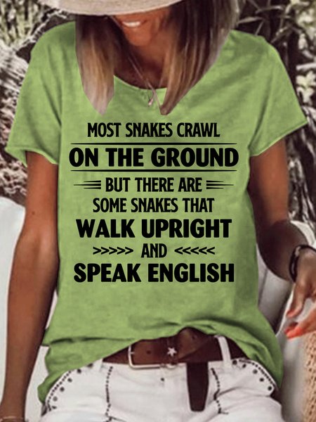 Women's Funny Most Snakes Crawl On The Ground Letters Crew Neck T-Shirt, Green, T-shirts
Women's Funny Most Snakes Crawl On The Ground Letters Crew Neck T-Shirt, Green, T-shirts