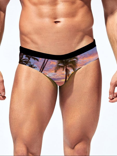 Hawaii Tropical Printing Swimsuit Bottom, Multicolor, Men's shorts