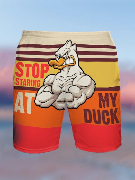 Casual Printing Animal Swimsuit Bottom, Multicolor, Men's shorts