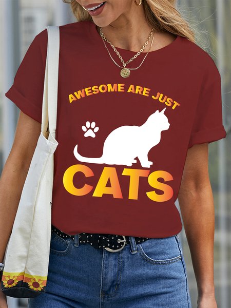Lilicloth X Rajib Sheikh Awesome Are Just Cats Women's T-Shirt, Red, T-shirts