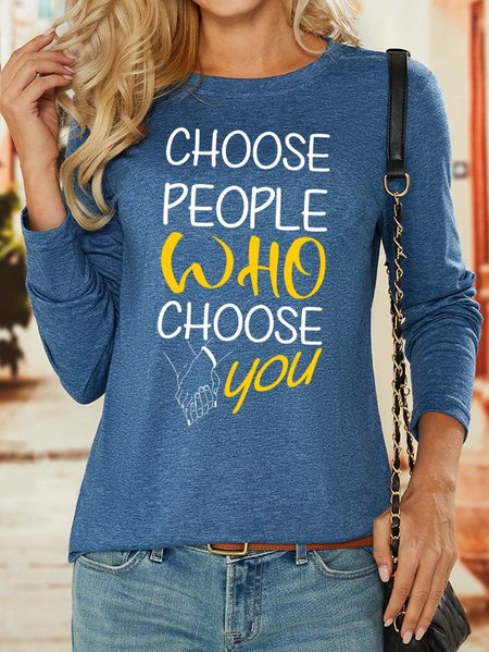Lilicloth X Y Choose People Who Choose You Women's Long Sleeve T-Shirt, Blue, Long sleeves