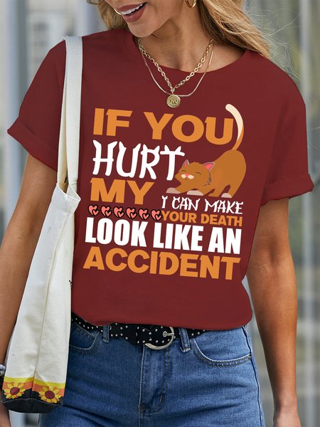 

Lilicloth X Rajib Sheikh If You Hurt My Cat I Can Make Your Death Look Like An Accident Women's T-Shirt, Red, T-shirts