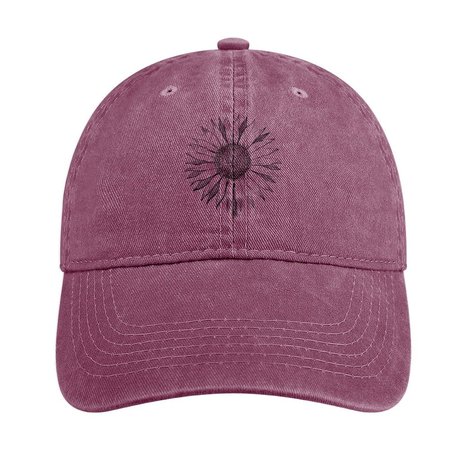 Sunflower Adjustable Denim Hat, Red, Hats