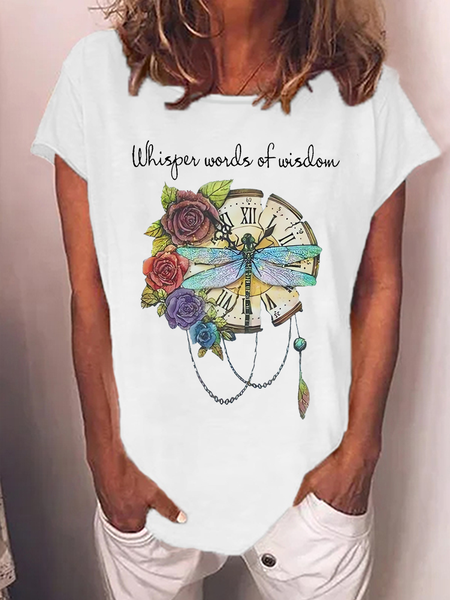 Women’s Dragonfly Flowers Whisper Words Of Wisdom Print Simple Animal T-Shirt, White, T-shirts
Women’s Dragonfly Flowers Whisper Words Of Wisdom Print Simple Animal T-Shirt, White, T-shirts