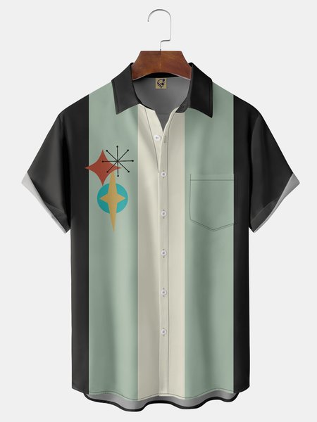 Mid Century Geometric Patterns Chest Pocket Short Sleeve Bowling Shirt, Black, Men Shirts
Mid Century Geometric Patterns Chest Pocket Short Sleeve Bowling Shirt, Black, Men Shirts