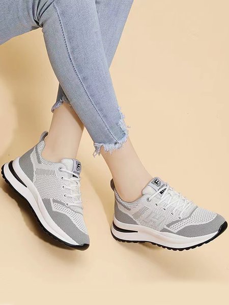 Mesh Lightweight Breathable Casual Sneakers, Gray, Sneakers