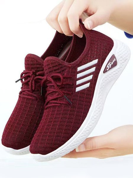 Mesh Breathable Lightweight Running Shoes, White, Sneakers