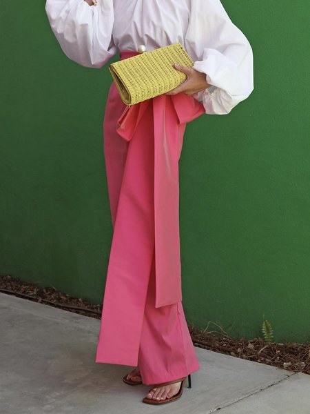 Elegant Regular Fit Plain Fashion Pants, Peach, Pants